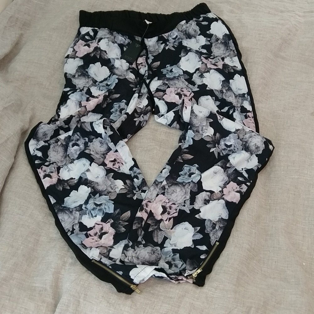 Floral silky joggers